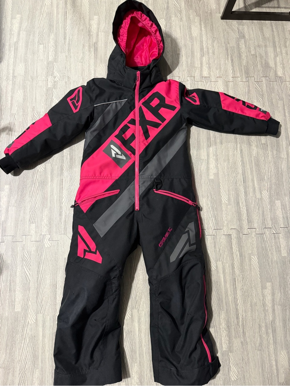 FXR Kids' Insulated Black & Hot Pink Snow One-Piece